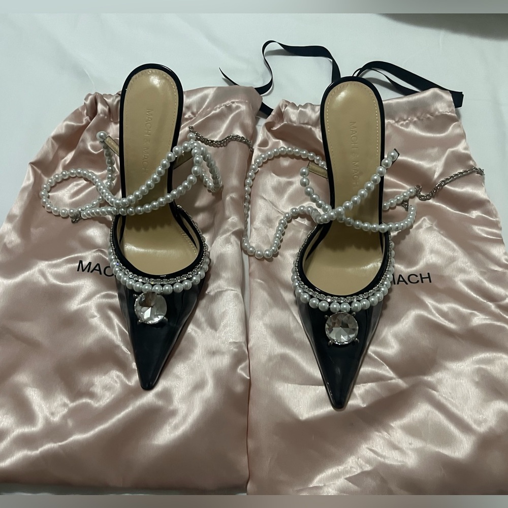Mach & Mach Diamond of Elizabeth Transparent High Heels.